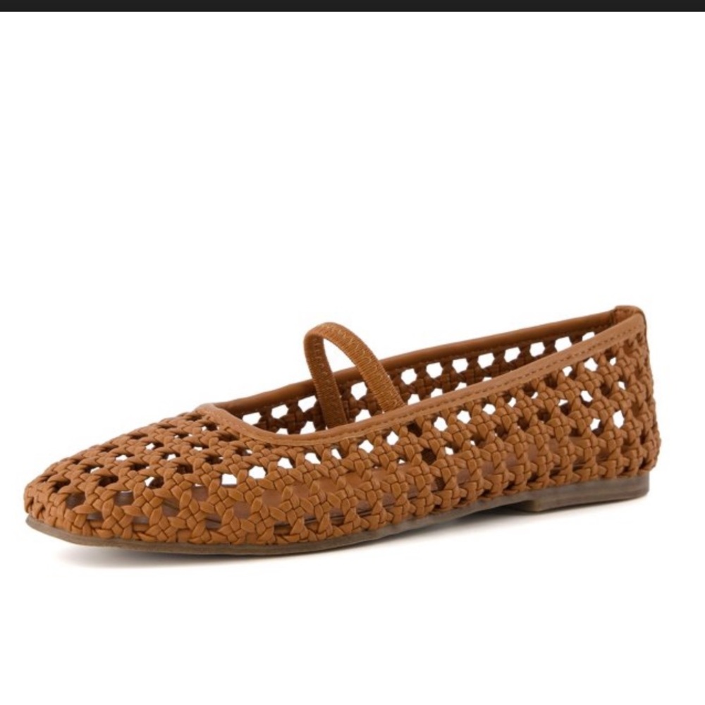 Woven square toe ballet flats
